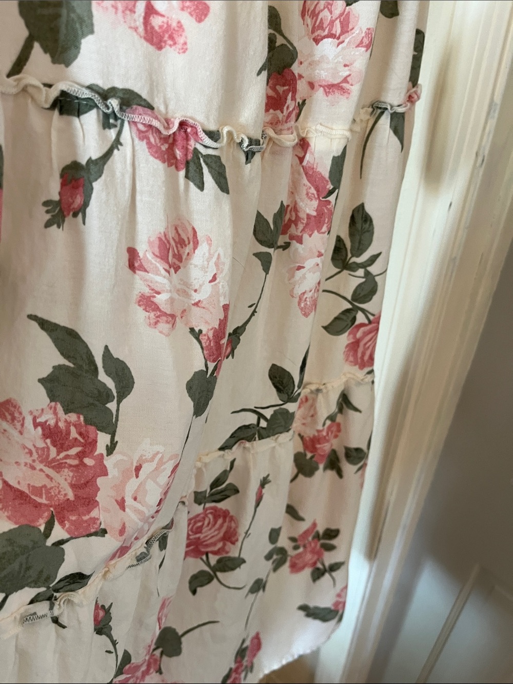 Old Navy Cream Midi Dress with Pink Rose Print - Picture 13 of 13